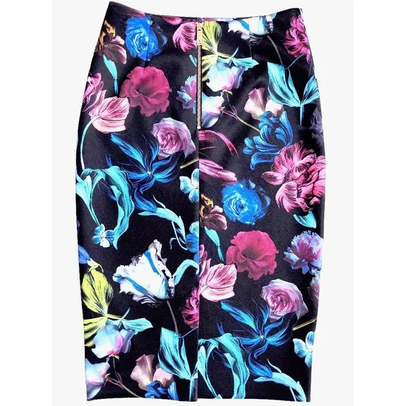 TED BAKER London Dabah Pencil skirt women size 2 US Small 4-6 Dark Floral Print - Picture 2 of 16